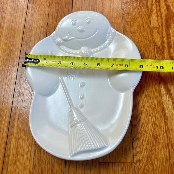 Vintage Pfaltzgraff White Snowman Embossed Christmas Cookie Serving Plate - Picture 7 of 12